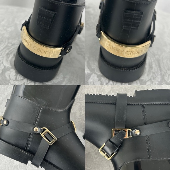 Jimmy Choo Black Equestrian Style Rain Boots with Good Detailing - Picture 8 of 8